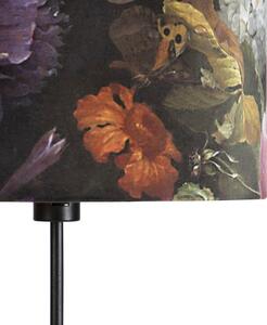 Lampă de podea neagră cu umbră de catifea flori 35 cm - Parte