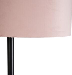 Lampă de podea neagră cu nuanță de velur roz cu aur 40 cm - Simplo