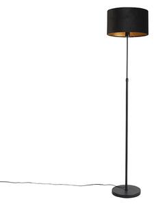 Lampă de podea neagră cu nuanță de velur neagră cu auriu 35 cm - Parte