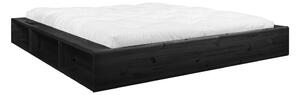 Pat dublu din lemn masiv cu spațiu de depozitare și futon Comfort Karup Design, 140 x 200 cm, negru