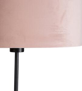 Lampă de podea neagră cu nuanță de velur roz cu auriu 35 cm - Parte