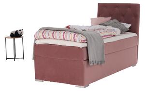 KONDELA Pat boxspring, pat de o persoană, roz antic, 90x200, stânga, ESHLY
