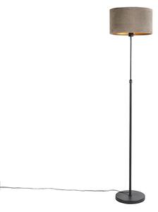 Lampă de podea neagră cu nuanță de velur taupe cu aur 35 cm - Parte
