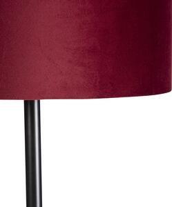Lampă de podea neagră cu nuanță de velur roșu cu aur 40 cm - Simplo