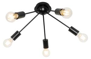 Plafoniera Art Deco negru cu 5 lumini - Facil