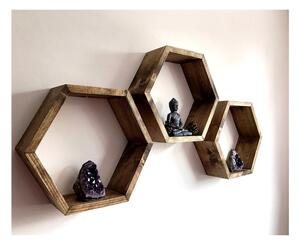 Set 3 rafturi din lemn de perete Evila Originals Bee
