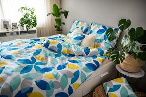 Lenjerie de pat din bumbac satinat Cotton House Spring, 140 x 200 cm, albastru - verde