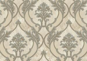 Tapet bej dormitor, vinil stil baroc, model Aron