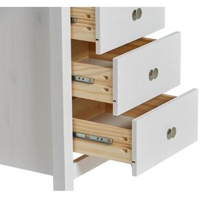 Comodă cu 4 sertare din lemn masiv de pin Marckeric Berna, alb