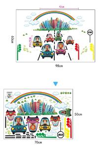 Sticker camera copii - Trafic sub curcubeu - 98x63 cm