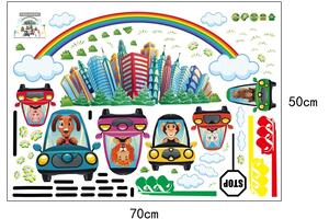 Sticker camera copii - Trafic sub curcubeu - 98x63 cm