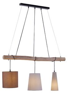 Lampă suspendată de țară maro cu lemn cu 3 lumini - Vinnie