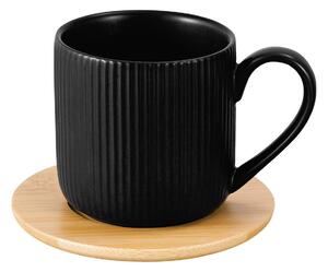 Cană cu suport din bambus Florina Alisa, 260 ml,negru