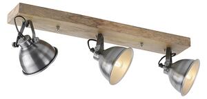 Plafoniera industriala din otel cu lemn cu 3 lumini - Samia