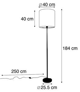 Lampă de podea modernă, umbră din țesătură neagră, zebră 40 cm - Simplo