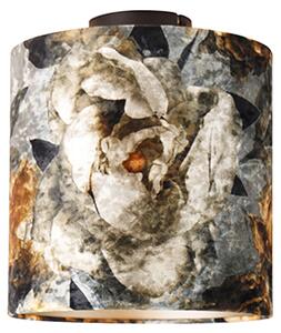 Lampă de tavan nuanță de catifea neagră design floral 25 cm - Combi