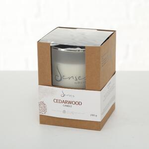 Lumanare parfumata in pahar Cedarwood Alb, Ø8,5xH13 cm