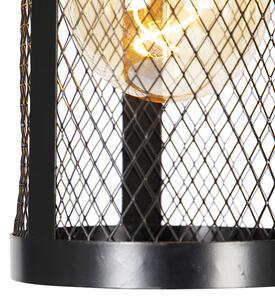 Lampă suspendată industrială neagră cu lemn cu 4 lumini - Cage Robusto