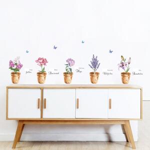 Autocolante decorative - Ghivece cu flori - 81x61 cm