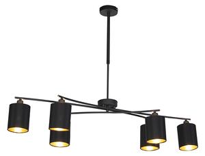 Lampă suspendată modernă neagră reglabilă cu 6 lumini - Lofty