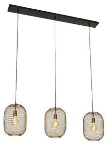 Lampă suspendată modernă din alamă cu 3 lumini - Waya Mesh