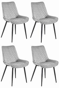 Set Scaune 4 Bucatarie/Dining Rokko Gri Deschis Catifea