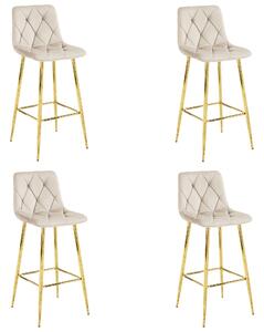Set 4 Scaune Bar Fido Picioare Aurii Caifea Bej