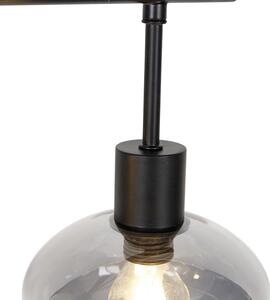 Lampă suspendată Art Deco neagră cu sticlă de fum cu 5 lumini - Gil