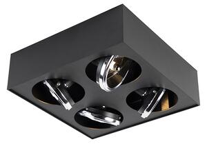 Spot de design pătrat negru cu 4 lumini - Kaya