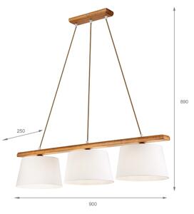 Lustră pe cablu AIDA 3xE27/60W/230V, diam. 25 cm, stejar