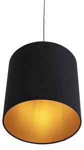 Lampă suspendată cu nuanță de velur negru cu aur 40 cm - Combi