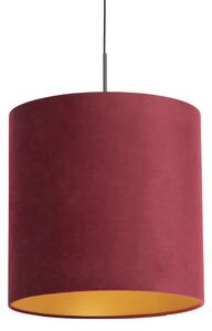 Lampă suspendată cu nuanță de velur roșu cu auriu 40 cm - Combi