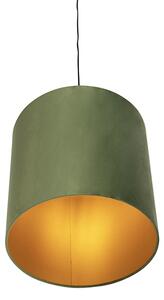 Lampă suspendată cu nuanță de velur verde cu auriu - Combi