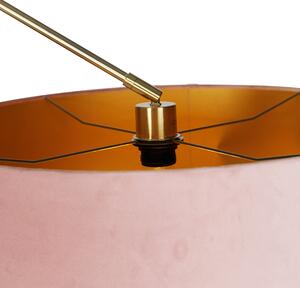 Lampa de podea moderna abajur catifea aurie roz 50 cm - Editor