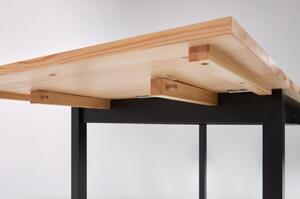 Masă de dining extensibilă din lemn de pin cu structură neagră Bonami Essentials Brisbane, 120 (200) x 70 cm