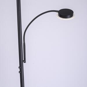 Lampă de podea neagră, cu LED-uri cu regulator tactil și braț de citire - Hanz