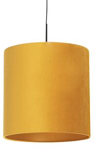 Lampă suspendată cu nuanță de velur galben cu aur 40 cm - Combi