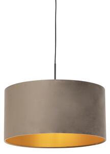 Lampă suspendată cu nuanță de velur taupe cu aur 50 cm - Combi
