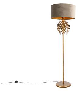 Lampă de podea vintage de aur cu nuanță de catifea taupe 50 cm - Botanica