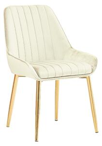 KONDELA Scaun de dining, bej ţesătură Velvet/gold crom-auriu, PERLIA