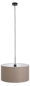 Lampă suspendată de țară neagră cu nuanță maro 50 cm - Combi 1