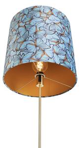 Lampă de podea auriu / alamă cu fluturi din umbră de catifea 40/40 cm - Parte