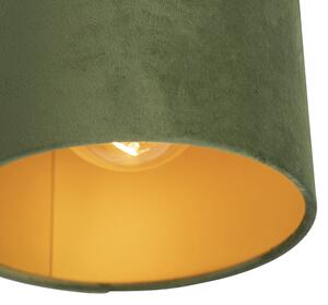 Lampă de tavan cu nuanță de velur verde cu auriu 20 cm - negru Combi