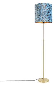 Lampă de podea auriu / alamă cu fluturi din umbră de catifea 40/40 cm - Parte