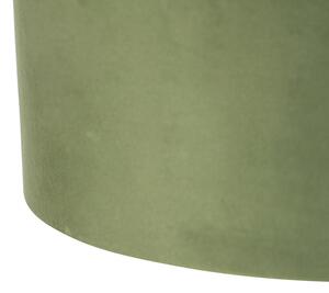 Lampă suspendată cu nuanțe de catifea verde cu auriu 35 cm - negru Blitz II