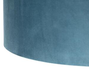 Lampă suspendată cu nuanțe de catifea albastru cu auriu 35 cm - Blitz II negru