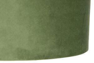 Lampă suspendată cu nuanță de velur verde cu aur 35 cm - Blitz I negru
