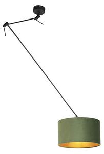 Lampă suspendată cu nuanță de velur verde cu aur 35 cm - Blitz I negru