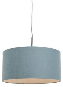 Lampă suspendată neagră cu abajur albastru 50 cm - Combi 1