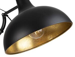 Lampă de podea industrială neagră cu reglabil auriu - Hobby